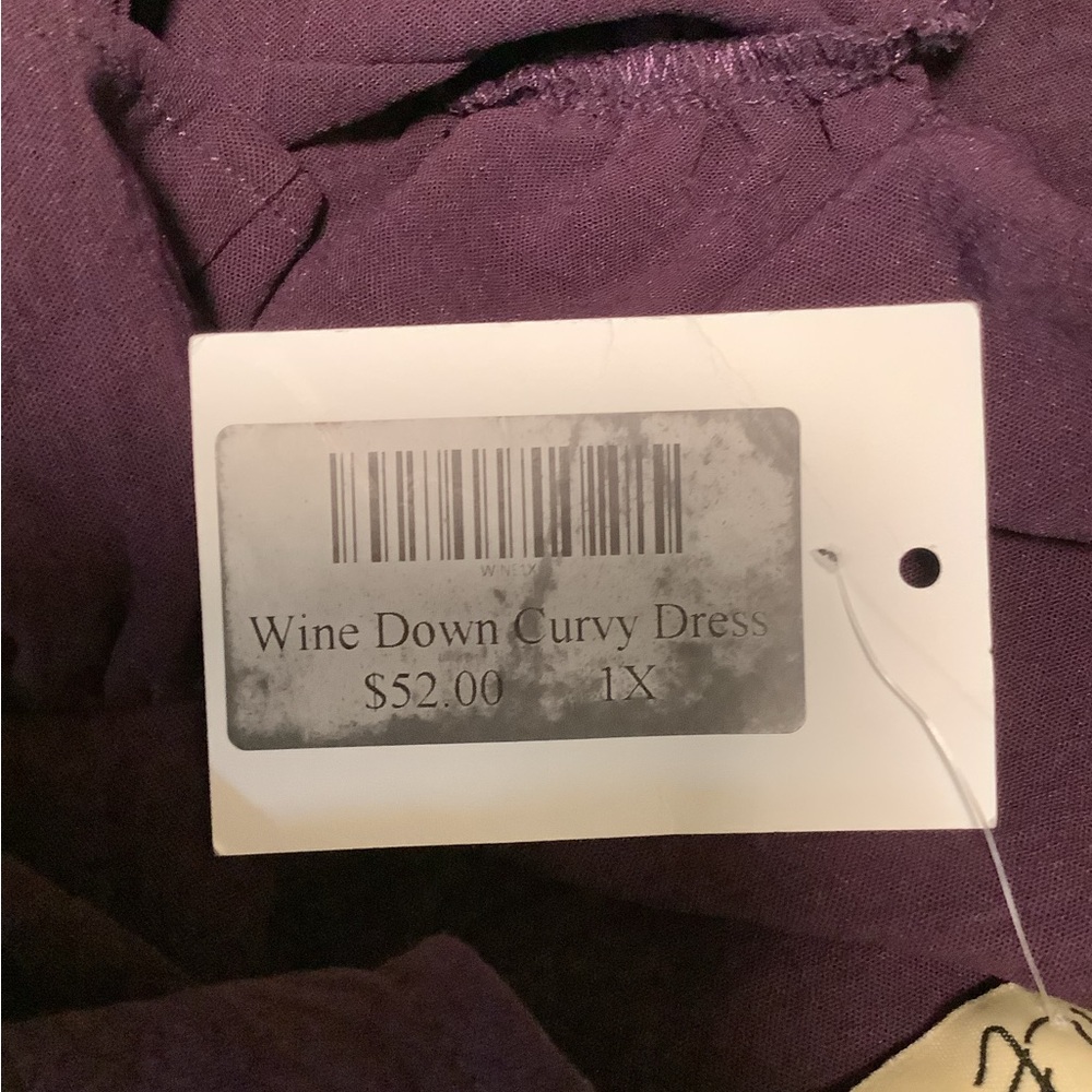 Style U NWT Women’s 1X eggplant purple elastic long sleeves pullover dress - Picture 3 of 8